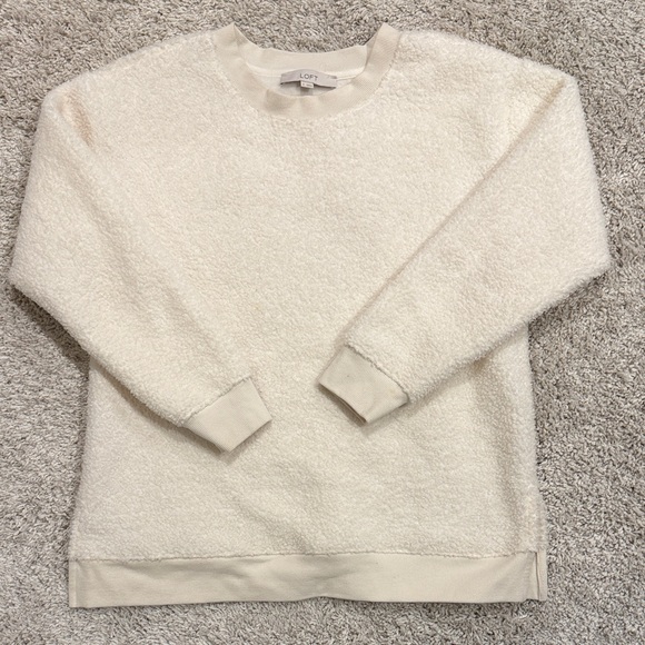 LOFT Sweaters - LOFT Cream Sherpa Crew Neck Sweatshirt